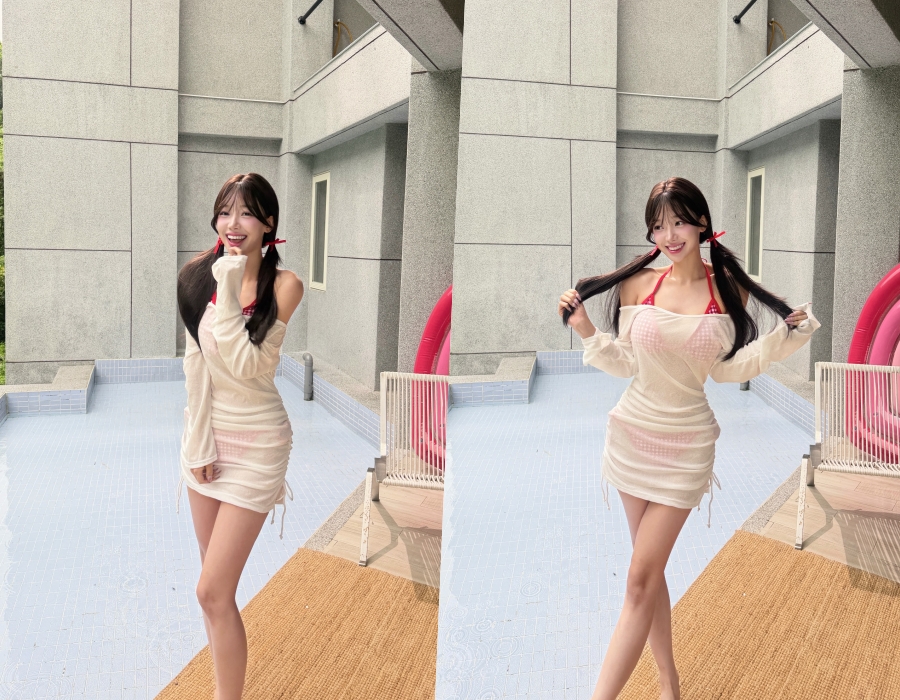 한국·대만 오가는 치어리더, 레드 비키니에 감탄만 나오는 '베이글녀' 자태