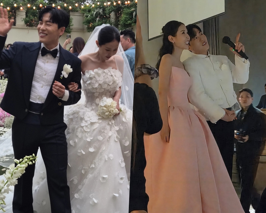 신지♥문원, 꼭 붙어 환한 미소…박슬기, 결혼식 1·2부 모습 공개
