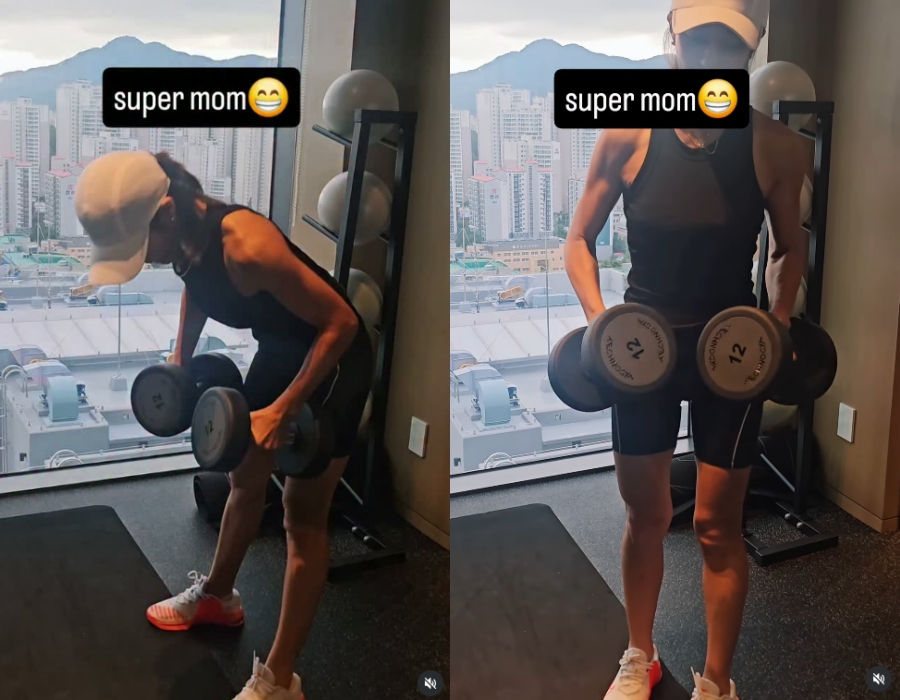 이지현, 미용사 변신 후에도 꾸준한 운동…양손에 12kg 덤벨 들고 