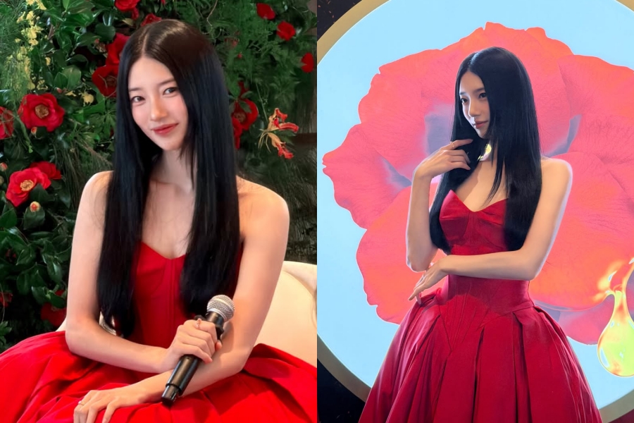 '고혹 레드' 수지, 이 미모에 어떻게 현혹되지 않을 수 있어